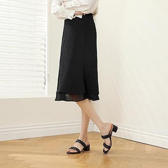 Dobolin Womens Size 7.5 Black Braided 2-Strap Open Toe 2" Chunky Heels Sandals - Picture 6 of 7